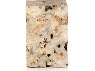 Four Hands Palu Faydon Square Stone Romano Fosse Travertine End Table
