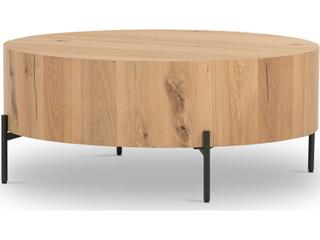 Eaton Round Coffee Table in Light Oak Resin and Dark Gunmetal