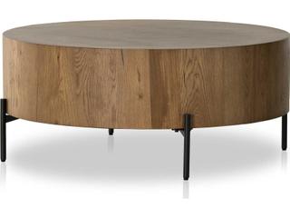 Four Hands Haiden Round Wood Dark Gunmetal Amber Oak Resin Coffee Table