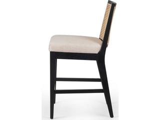 Four Hands Keston Antonia Savile Flax Upholstered Cane Armless Counter Stool