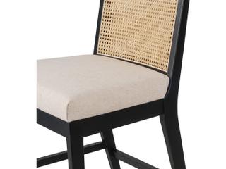 Four Hands Keston Antonia Savile Flax Upholstered Cane Armless Counter Stool