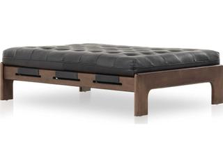 Halston Cocktail Ottoman Black Leather