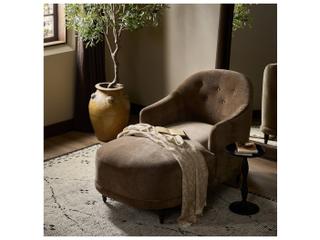 Four Hands Centrale Altair Mushroom Brown Velvet Upholstered Chaise