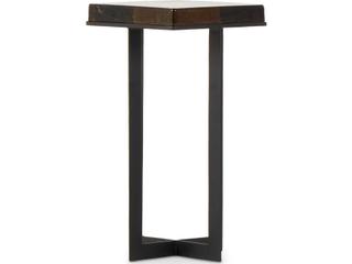 Four Hands Marlow Giselle Square Iron Matte Black Amber Cast Glass End Table