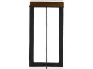 Four Hands Marlow Giselle Square Iron Matte Black Amber Cast Glass End Table