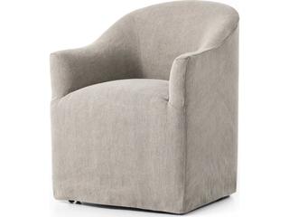 Four Hands Kensington Cove Heather Twill Stone Dining Chair w/ Casters