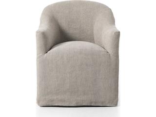 Four Hands Kensington Cove Heather Twill Stone Dining Chair w/ Casters