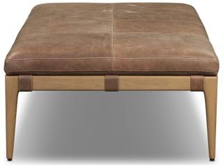 Four Hands Codetta Palermo Cigar Brown Leather Ottoman