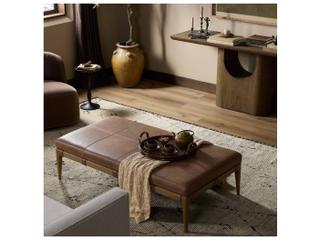 Four Hands Codetta Palermo Cigar Brown Leather Ottoman