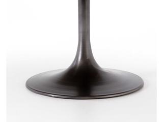 Four Hands Hughes Evans Oval Wood Vessel Grey Polished Brass Light Burnt Oak Dining Table