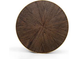 Four Hands Hughes Perry Round Wood Bright Brass Clad Ebony Light Coffee Table