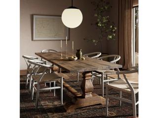 Four Hands Hughes Durham Rectangular Wood Waxed Bleached Fir Oak Dining Table