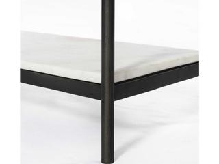 Four Hands Marlow Felix Rectangular Hammered Grey clear Powder Coat Polished White Marble Console Table