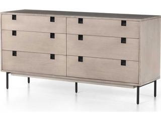 Four Hands Patten Carly 6-Drawers Gray Acacia Wood Double Dresser