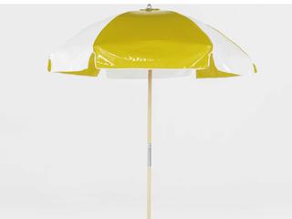 Frankford Quick Ship Emerald Beach Ash wood 6.5 Foot Hexagon Manual Lift Patio Umbrella