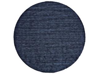 Luna Round Hand-Woven Wool Area Rug in Tonal Blue