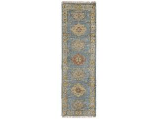 Fillmore Bordered Wool Runner Area Rug in Blue