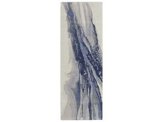 Clio Abstract Runner Area Rug in Blue Gray Ivory