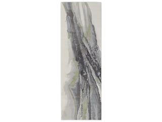 Clio Abstract Runner Area Rug in Green Purple Ivory