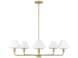 Mendota 5-Light Chandelier in Satin Brass with Opal Etched Glass