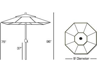 Galtech Quick Ship Aluminum 9 Foot Octagon Crank Lift Manual Tilt Outdoor Patio Umbrella