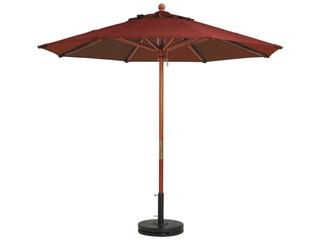 Market Wood 9 Foot Round Patio Umbrella in Burgundy