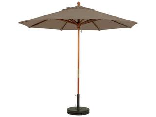 Market Wood 9 Foot Round Patio Umbrella in Taupe