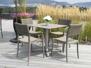Grosfillex Java Resin French Taupe Outdoor Patio Dining Set