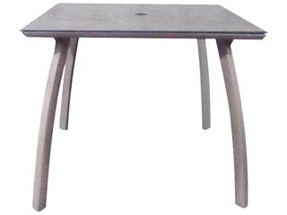 Grosfillex Sunset Aluminum Platinum Gray/Granite Square Outdoor Patio Dining Table with Umbrella Hole