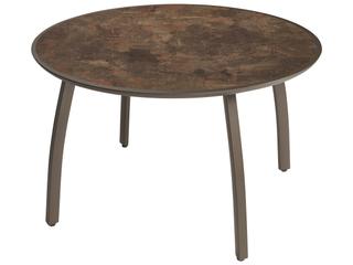 Grosfillex Sunset Aluminum Fusion Bronze/Lava Round Outdoor Dining Table with Umbrella Hole