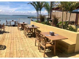 Grosfillex Sanibel Resin Teakwood Patio Dining Set