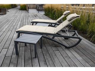 Grosfillex Sunset Fusion Bronze Aluminum Resin Outdoor Patio Lounge Set in Beige