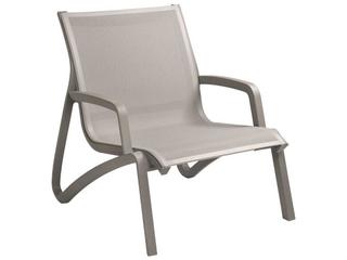 Grosfillex Sunset Sling Aluminum Resin Platinum Gray Outdoor Lounge Chair in Gray