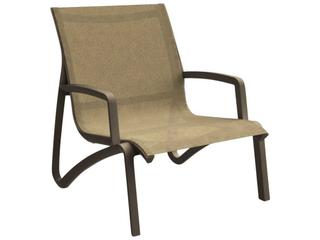 Sunset Sling Aluminum Resin Fusion Bronze Outdoor Patio Lounge Chair in Cognac