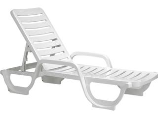 Bahia Resin White Adjustable Outdoor Patio Chaise Lounge