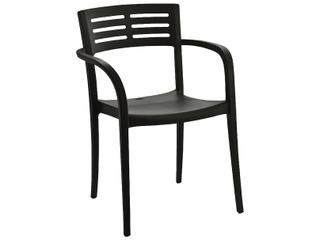Vogue Resin Black Stacking Patio Dining Arm Chair