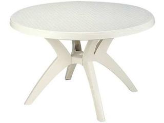 Ibiza Resin White Round Outdoor Dining Table with Umbrella Hole