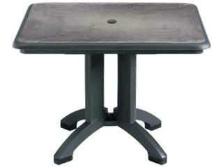 Grosfillex Aquaba Resin Zinc/Charcoal Square Outdoor Patio Dining Table with Umbrella Hole