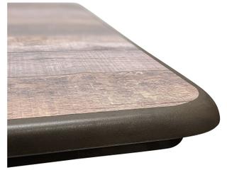 Grosfillex Aquaba Resin Ranch/Bronze Square Outdoor Patio Dining Table with Umbrella Hole