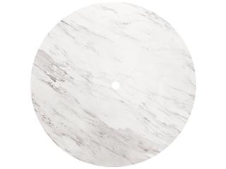 Grosfillex Aquaba Resin White Marble/White Round Outdoor Dining Table with Umbrella Hole
