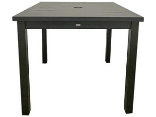 Grosfillex Sigma Aluminum Volcanic Black Square Outdoor Patio Dining Table with Umbrella Hole