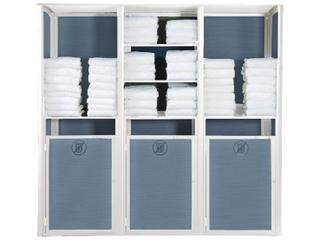 Grosfillex Sunset Sling Aluminum Mandras Blue/Glacier White Towel Valet Triple Unit