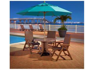Grosfillex Java Resin Wicker French Taupe Folding Outdoor Lounge Chair in French Taupe