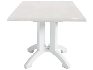 Atlanta Square Resin Dining Table with Umbrella Hole in White