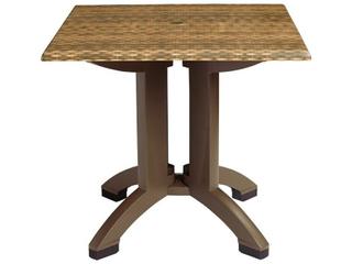 Atlanta 36-Inch Square Dining Table Wicker Decor with Umbrella Hole