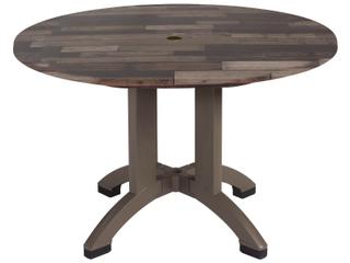 Atlanta 42-Inch Round Dining Table with Umbrella Hole in Shiplap White