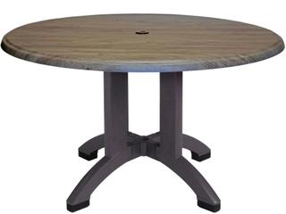 Atlanta 42-Inch Round Melamine Outdoor Dining Table in Aged Oak