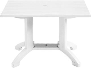 Atlanta Rectangular Prime Resin Dining Table with Umbrella Hole in White