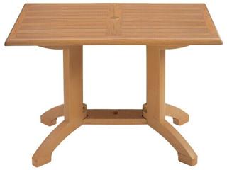 Atlanta Resin Teakwood Decor Rectangular Outdoor Dining Table with Umbrella Hole