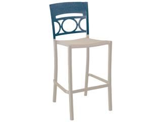 Moon Aluminum Denim Blue/Linen Stacking Armless Outdoor Bar Stool